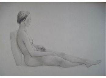 Stunning Reclining Full Body Female Nude Graphite Drawing 18x24'