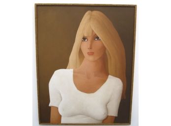 Gorgeous Long Blonde Hair Female Portrait Painting