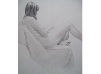 Full Body Seated  Female Nude 'DEBBI' Graphite Drawing 18x24'