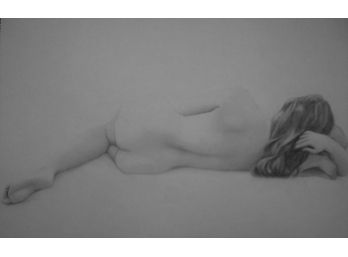 Lounging Full Body  Female Nude 'DEBBI' Graphite Drawing 18x24'