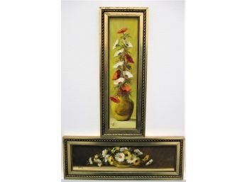 Pair Of Nice Small Vintage Oil On Board Still Life Paintings By Lippes