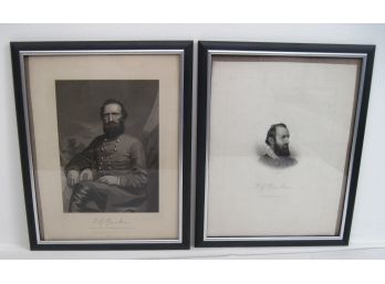 Pair Of Antique Confederate General Stonewall Jackson Engravings