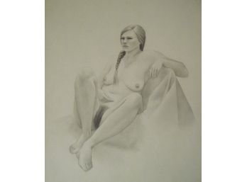 Full Body Seated  Female Nude 'SUSAN' Graphite Drawing 18x24'