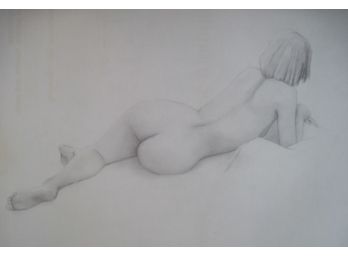 Stunning Lounging Full Body Backside Female Nude 'BETTY' Graphite Drawing 18x24'