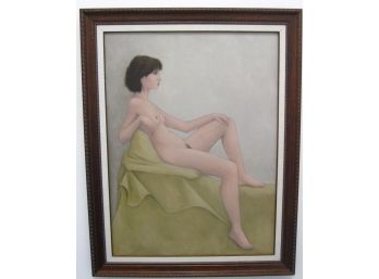 Seated Brunette Female Nude Painting 'LISA' Signed Nicholson