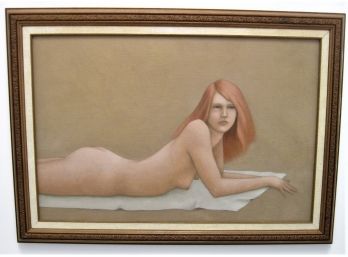 Redhead Female Nude Lying On Towel Painting  'DEBBIE'signed Nicholson