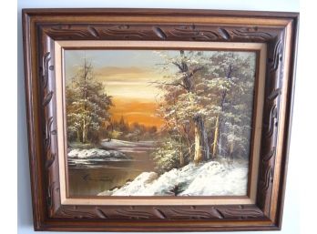 Listed California Artist G Whitman Winter Sunset Landscape Painting