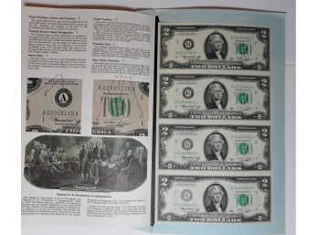 1976 4 BILL- UNCUT SHEET- $2 BUREAU OF ENGRAVING & PRINTING UNCIRCULATED NOTES