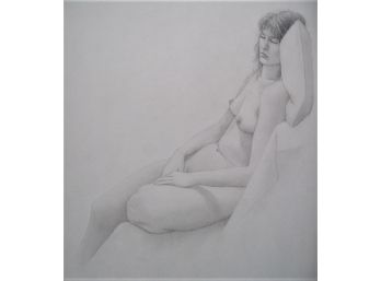 Full Body Seated  Female Nude 'NICOLE' Graphite Drawing 18x24'