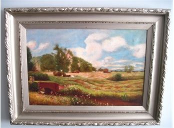 Colorful 1932 Impressionist Landscape Oil Painting