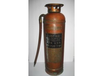 Vintage Copper 2 1/2 Gallon Fire Extinguisher First Aid W.D Allen MFG Co Chicago