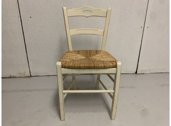 Child Size Cream Chair With Rush Seat, French Style With Handle