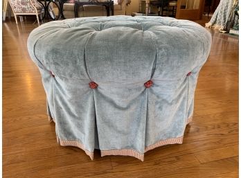 Tufted Ottoman In Light Blue And Pink