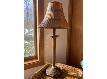 Single Lamp In Natural Materials With Wooden Shade