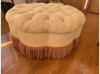 Ottoman: Creamy Gold And Red