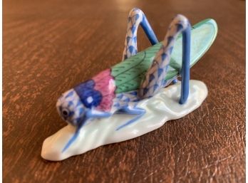 Herend Blue Multi-Colored Grasshopper Figurine