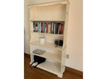 Tall Cream Bookcase With Subtle Green Hand Painting