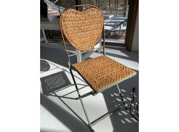 Heart Wicker Chair In Green, Folding Chair