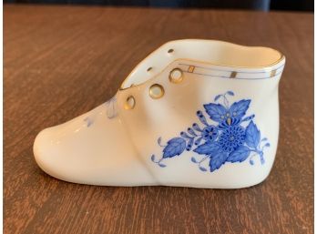 Herend Baby Blue Shoe With 24 Karat Gold