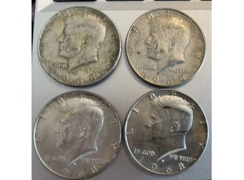 Four United States Half Dollars 1968D