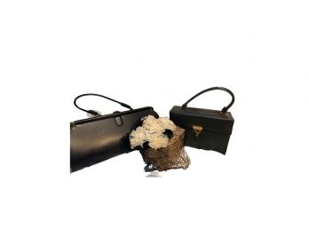 Vintage Fascinator Hat And Two Handbags