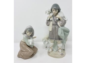 Lladro Handmade In Spain Porcelain Shepherd Boy And Lost Lamb