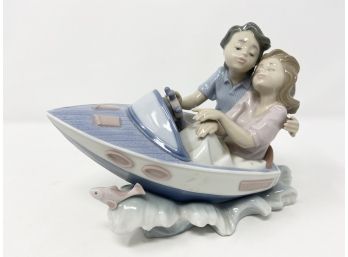 Lladro Love Riding The Waves 1990s Porcelain Figurine, Made In Spain