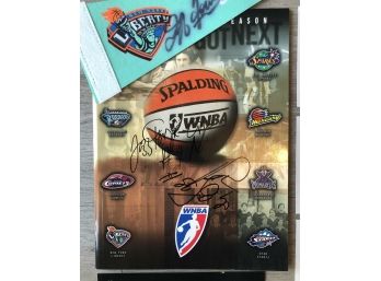 Rebecca Lobo Hand Signed New York Liberty Inaugural Season WNBA Program &  Asst. Coach - Signed Pennant - PLUS