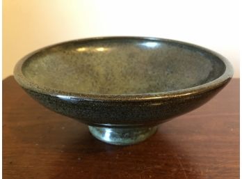 Vintage Green Art Pottery Bowl Artist Signed L. Kruger