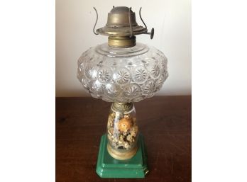 Vintage Oil Lamp With Dried Floral Collection Accents