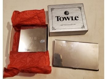 Two Towle Silversmiths Items - Contact Lens Holders With Mirror And Solution Bottle & A Business Card Case