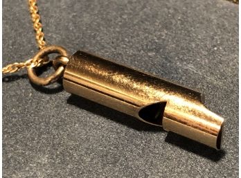 Vintage 12k Gold Filled 16 Inch Necklace W/ Genuine Whistle Pendant