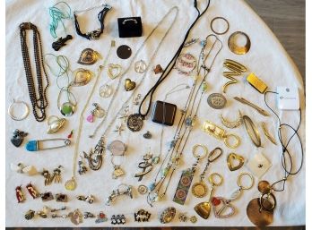 Large Collection (70) Vintage Costume & Designer Jewelry - Early Penguin Earrings, Pins, Necklaces, Pendants