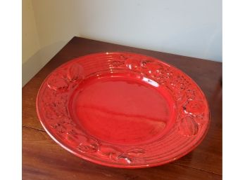 Stunning Deep Red Oversized Serving Platter - Italian ART POTTERY Handmade By Tabularasa. Red Glaze Stoneware