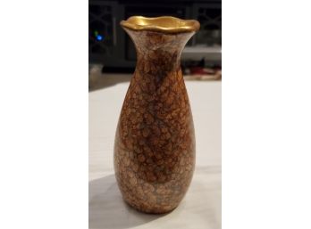 Mid Century Absolutely Lovely Holley Ross Lusterware Flower Vase -7 5/8' Distinguished China 22K Gold Interior