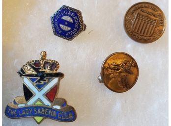 4 Interesting & Rare Organization Pins: Sterling Silver American Red Cross Blood Donor, AGE,lady Sabena Club