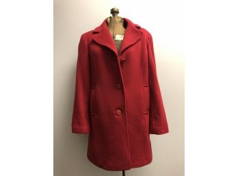 LL Bean Women's Jacket - Coat 100 Percent Lambs Wool Red Size 4 -Small