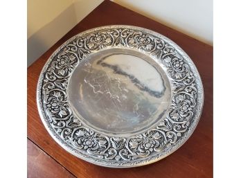 Large Wilton Co. RWP Armetale Pewter In The Lovely William & Mary Floral Pattern  Serving Platter 18' Diameter