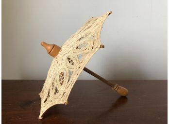 Antique Vintage Childs Umbrella Parasol Lace,  Wood Handle  Handmade For A Gift Bouquet And/or A Movie Prop