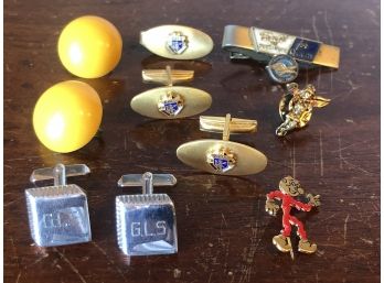 Lot Of Vintage Sterling Silver Cuff Links, Pretty Earrings, & Rare, Classy Tie Clips, &  Pins