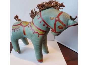 Vintage 1950s Oil Cloth Stuffed Toy Pony - Hand Painted