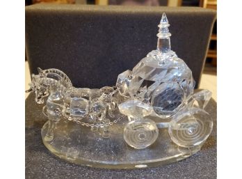 Sparkling Shannon Crystal Wedding Coach Crystal Sculpture By Godinger - Horse -drawn Carriage & Original Box