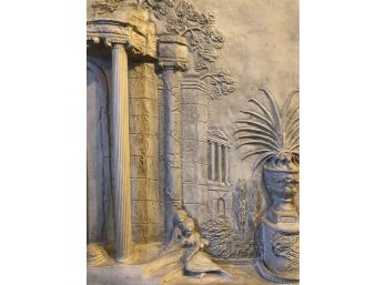 Large Three Dimensional Roman Wall Art With Figural Ladies On Street