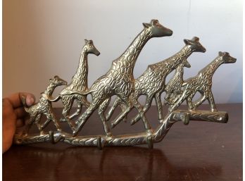 Large Vintage Figural Brass Giraffe Wall Or Door Coat / Or Clothes Hangar - Bedroom Or Bathroom!