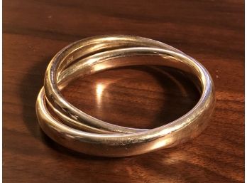 Sterling Silver Intertwined Double Bracelet Bangles 46 Grams Marked 925