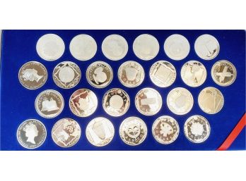 Fabulous Treasures Of The Caribbean 25 Piece  Silver Set    $20 Proof Coins  ( 16 Ounces Of Silver)