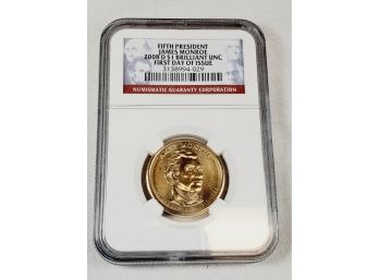 2008 D  Presidential Dollar James Monroe In NGC Slab BU