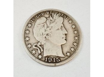 1915 S  Barber Silver  Half Dollar  W W 1 Era ( Nice Coin)