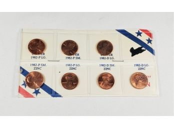 7 Varieties  Of 1982 Cents Uncirculated