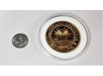 Large 2 Oz Gold Over .999  Pure Silver  Coin